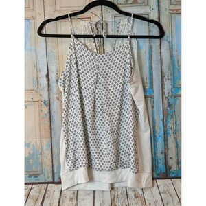 Maurices Women Size 1 White Blue Sleeveless Halter Strap Tie Round Neck Tank Top